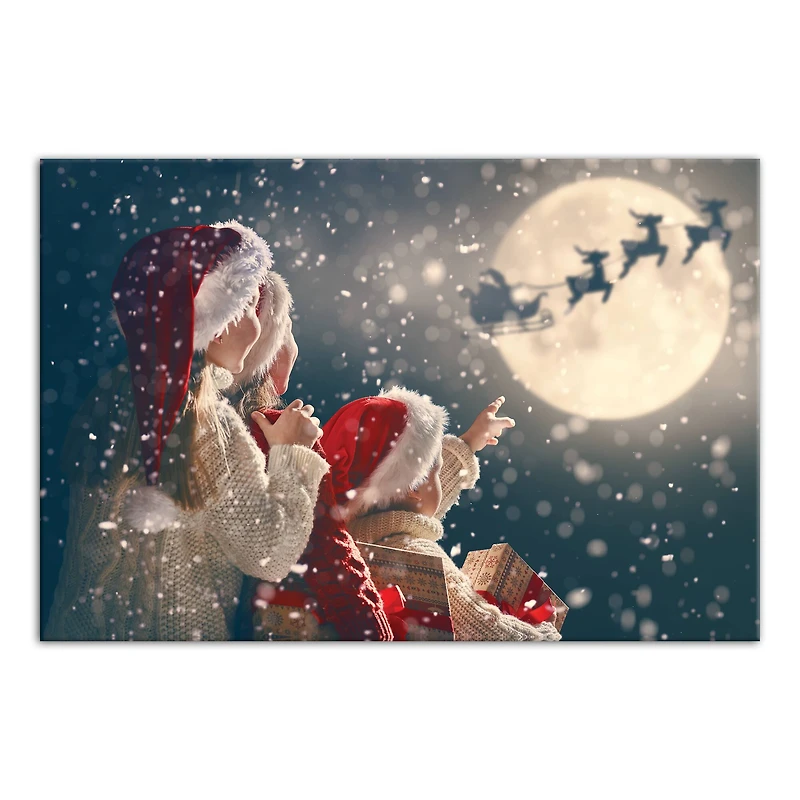 Magical Santa Sleigh Scene Canvas Wall Art