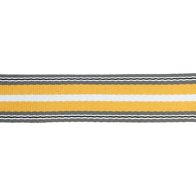 1.5" Yellow & Gray Stripes Belting Ribbon by Celebrate It®