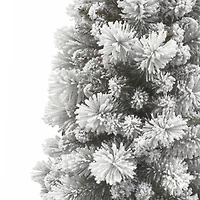 7.5ft. Pre-Lit Flocked Portland Pine Artificial Pencil Christmas Tree, Pink Lights