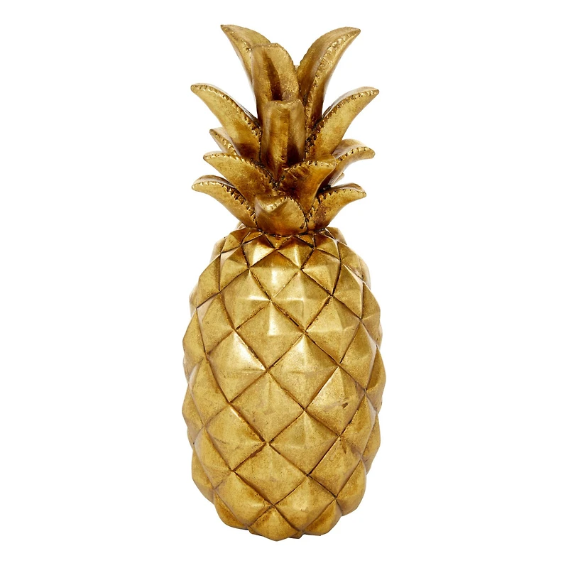 14" Gold Polystone Traditional Decorative Pineapple