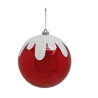 8.5" White Glitter Frosted Red Plastic Jumbo Ball Ornament by Ashland®