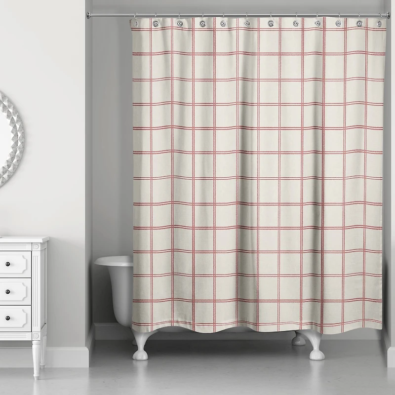 Cream and Check Shower Curtain