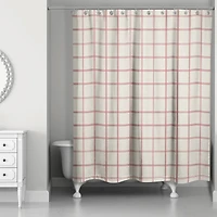 Cream and Check Shower Curtain