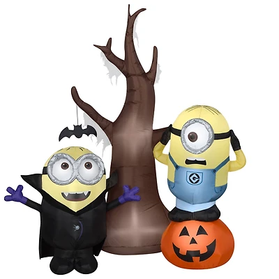 5.5ft. Airblown® Inflatable Minions with Tree and Pumpkin