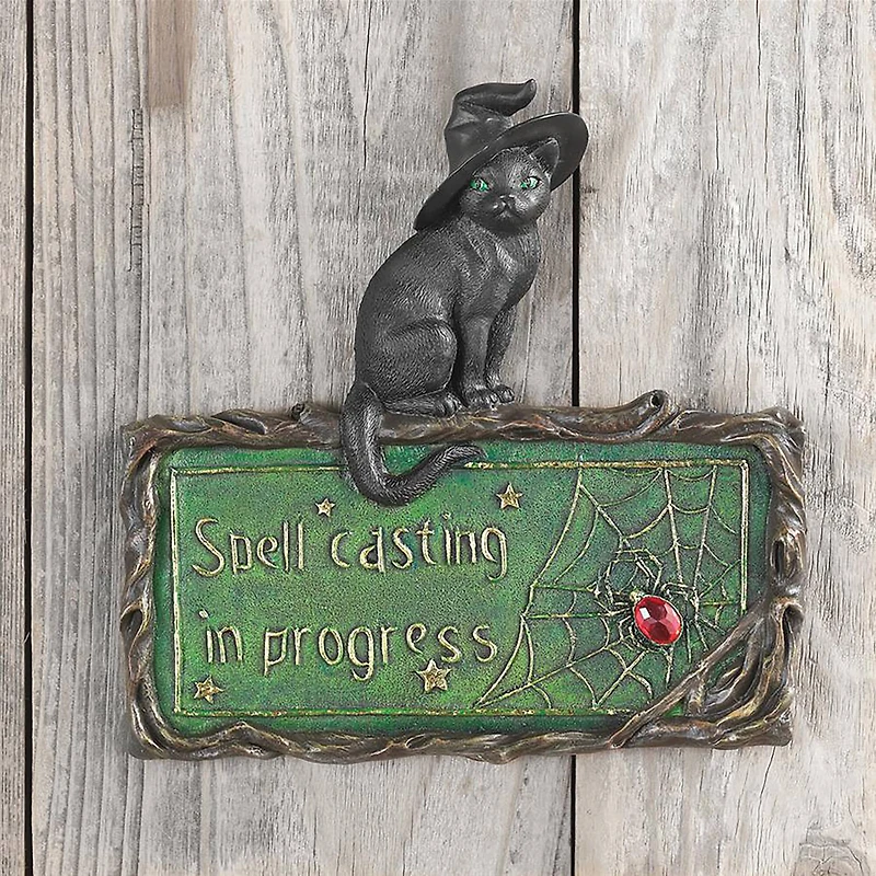 Design Toscano 7" Witch's Cat Spell-Casting Wall Sculpture