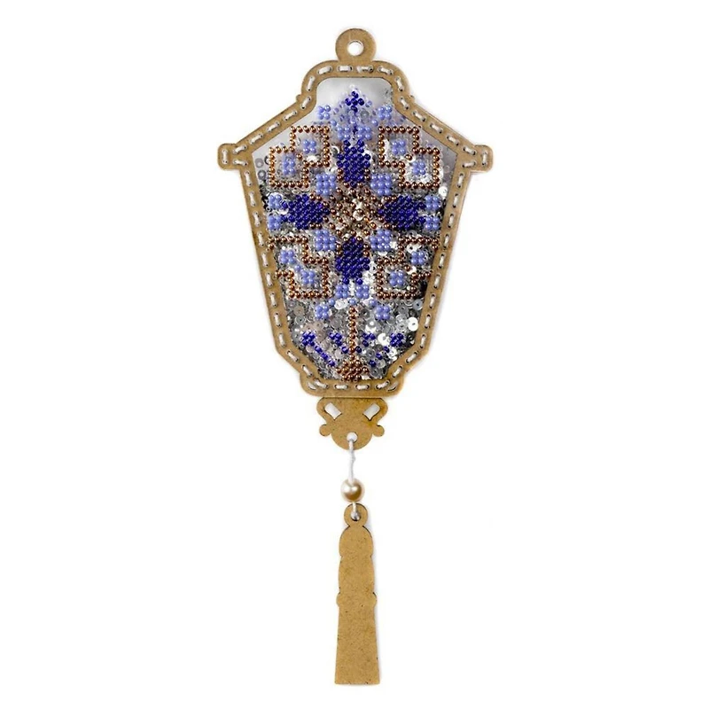 Wonderland Crafts Blue Lantern Christmas Ornament Bead Embroidery Kit