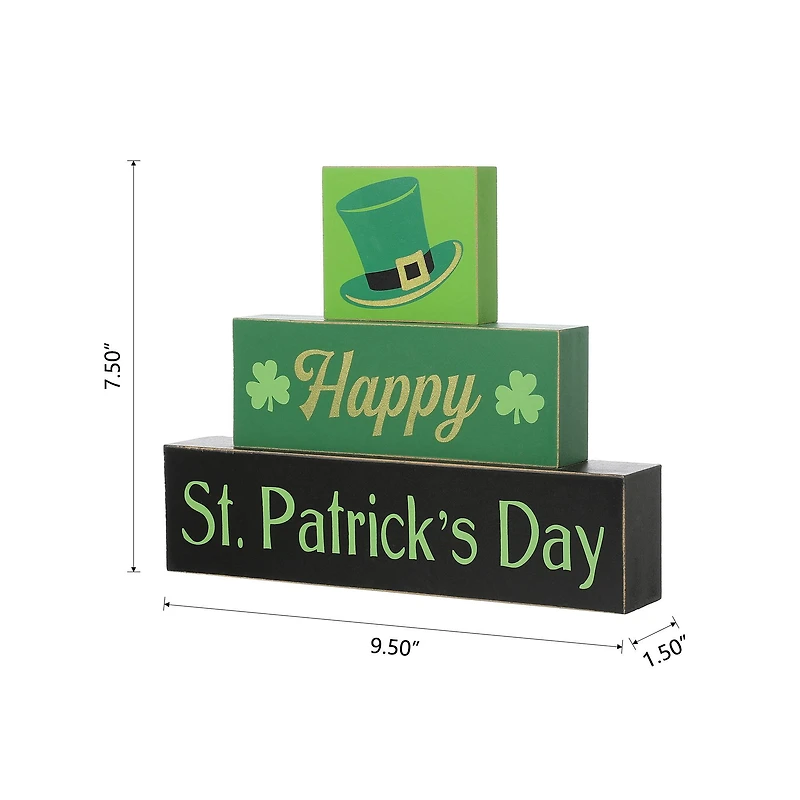 Glitzhome® 9.5" St. Patrick's Wooden Block Table Sign