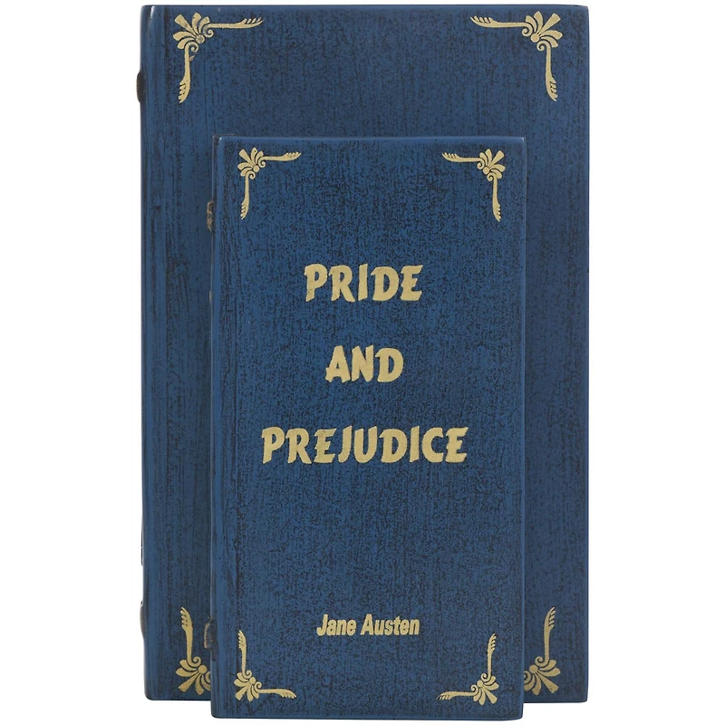 Blue Wooden Pride and Prejudice Storage Faux Book Box, 2ct.