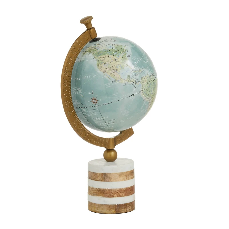 16" Blue Ceramic & Metal Coastal Globe