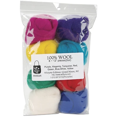 Wistyria Editions Primary Wool Roving Rolls, 2oz.