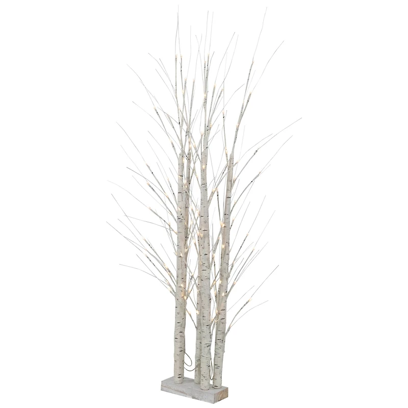 4ft. Pre-Lit White Birch Twig Tree Cluster Christmas Decoration, Warm White LED Lights