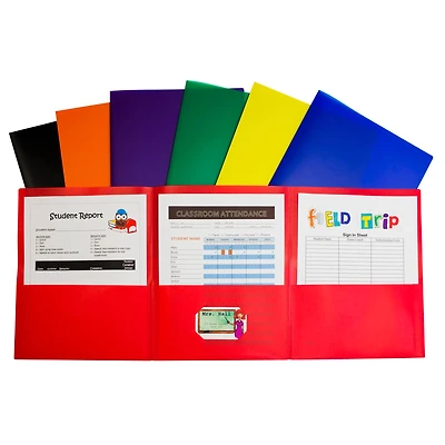 C-Line® Assorted Colors 3-Pocket Poly Portfolios, 24ct.