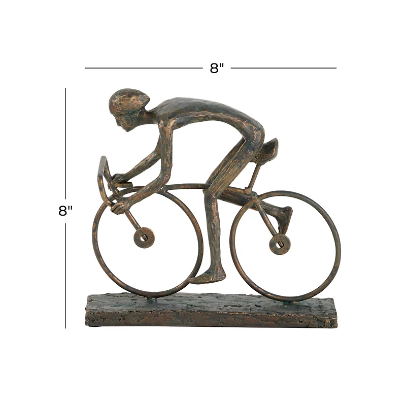 9" Contemporary Bronze Polystone Stylized Cyclist Sculpture