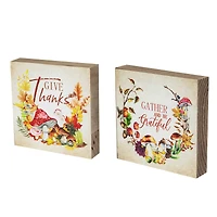 Give Thanks and Be Grateful Fall Harvest Signs - 4.75" - Set of 2