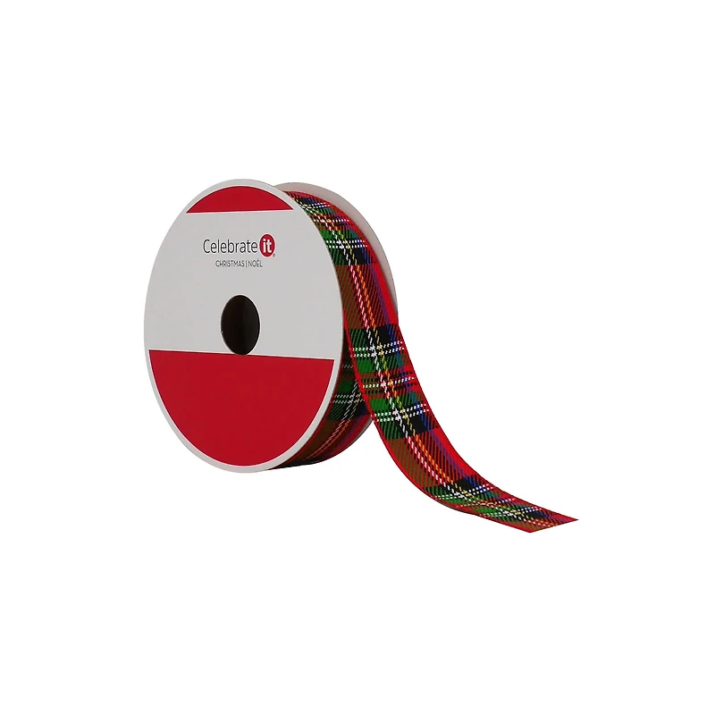 7/8" x 30ft. Red Tartan Ribbon by Celebrate It®