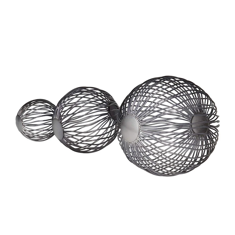 Grey Metal Contemporary Geometric Sculpture, Set of 3" 8", 6", 4"