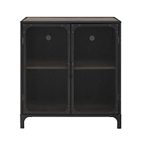 Walker Edison 30" Grey Wash Industrial Mesh Metal Door Accent Cabinet