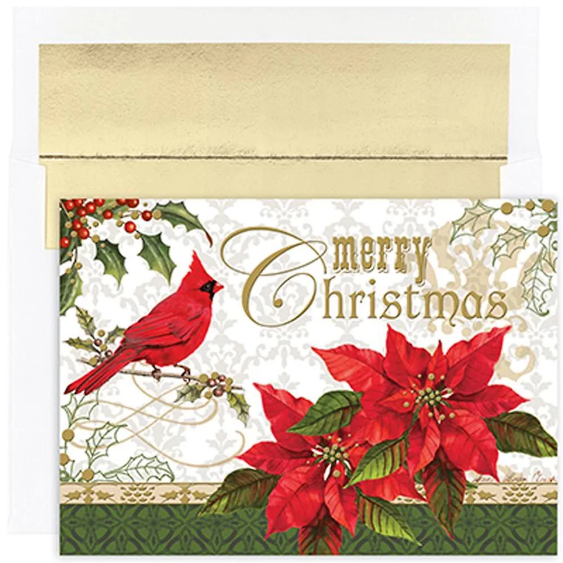 JAM Paper 5" x 7" Merry Christmas Cardinal Cards & Matching Envelopes Set, 16ct.