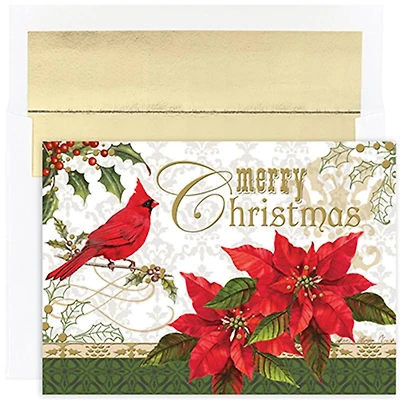 JAM Paper 5" x 7" Merry Christmas Cardinal Cards & Matching Envelopes Set, 16ct.