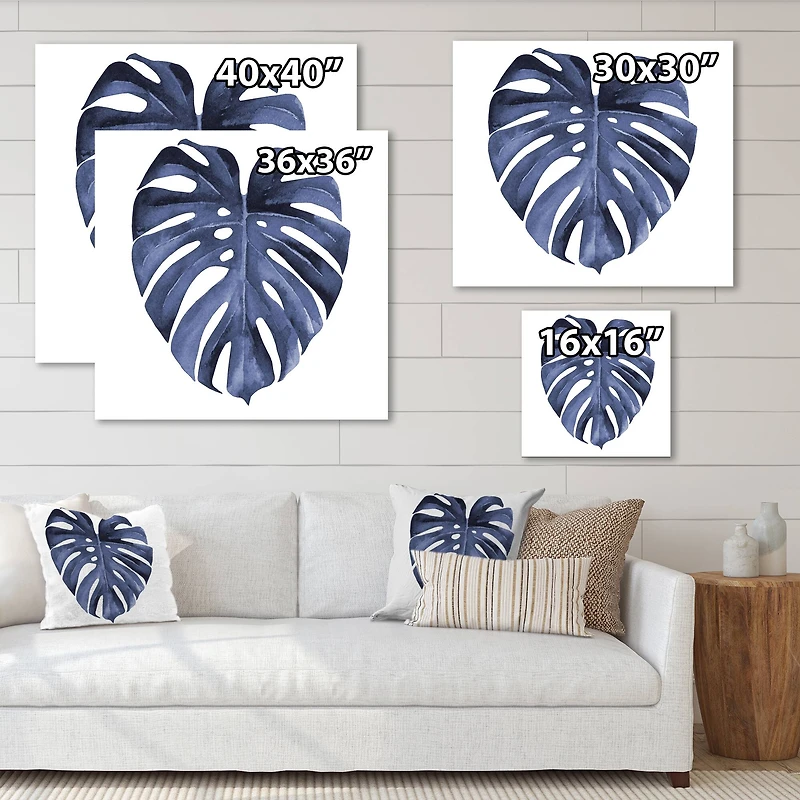 Designart - Tropical Blue Watercolour Leaves III