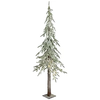 6ft. Pre-Lit Alpine Flocked Artificial Christmas Tree, Clear LED Lights