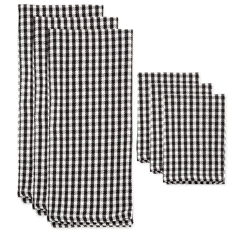 DII® Black Check Heavyweight Dishtowel & Dishcloth Set