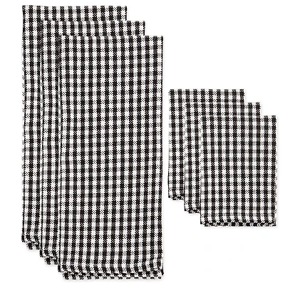 DII® Black Check Heavyweight Dishtowel & Dishcloth Set