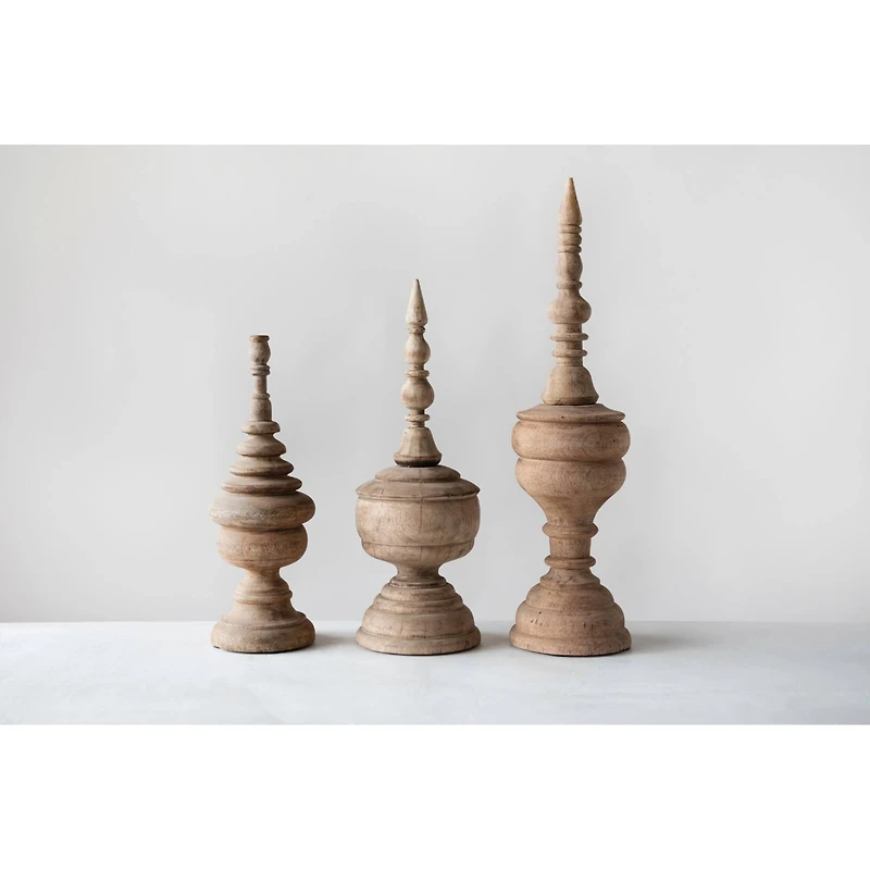 Hello Honey® Carved Mango Wood Finial Set