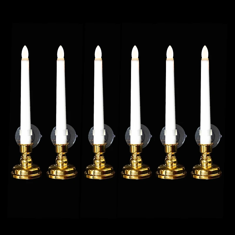 Single Light Window Candles with Remote and Timer - 10" - White - Set of 6