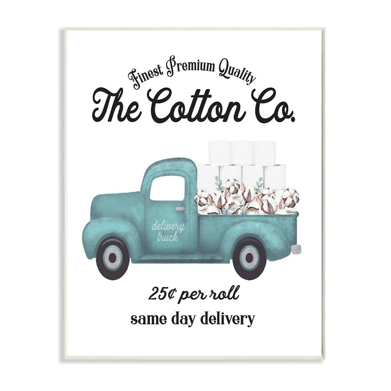 Stupell Industries Toilet Paper Delivery Truck Wooden Wall Plaque