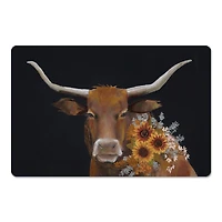 Longhorn With Sunflowers 18" x 27" Floor Mat