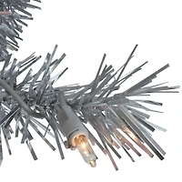 24" Pre-Lit Silver Tinsel Artificial Christmas Wreath