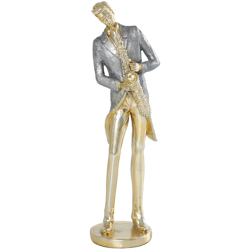 14" Gold Musician Sculpture Set