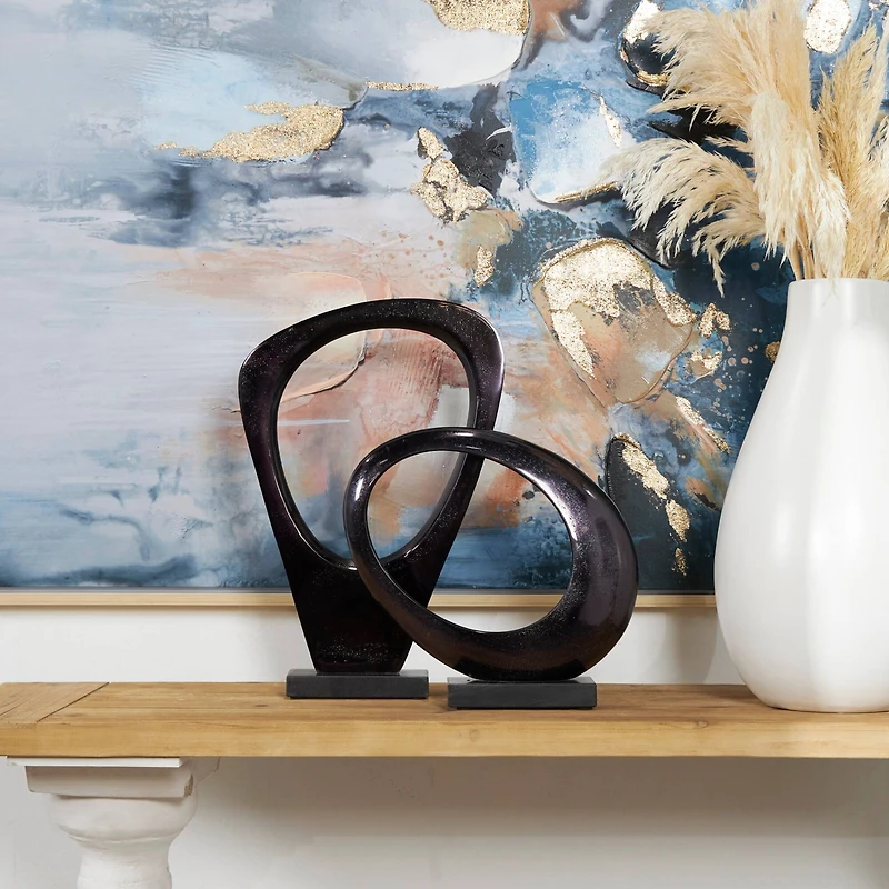 Geometric Abstract Metal Tabletop Sculpture Set