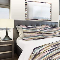 Designart 'Gold Glitter Textured Brush Strokes & Stripes' Modern & Contemporary Bedding Set