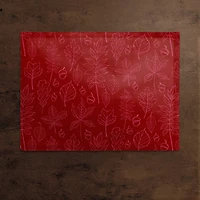 Autumn Pattern Leaves On Red Poly Twill Placemat