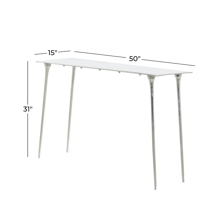 Silver Aluminum Glam Console Table, 50" x 15" x 31"