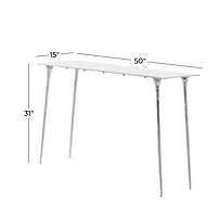 Silver Aluminum Glam Console Table, 50" x 15" x 31"