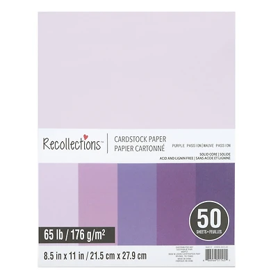 12 Packs: 50 ct. (600 total) Purple Passion 8.5" x 11" Cardstock Paper by Recollections™