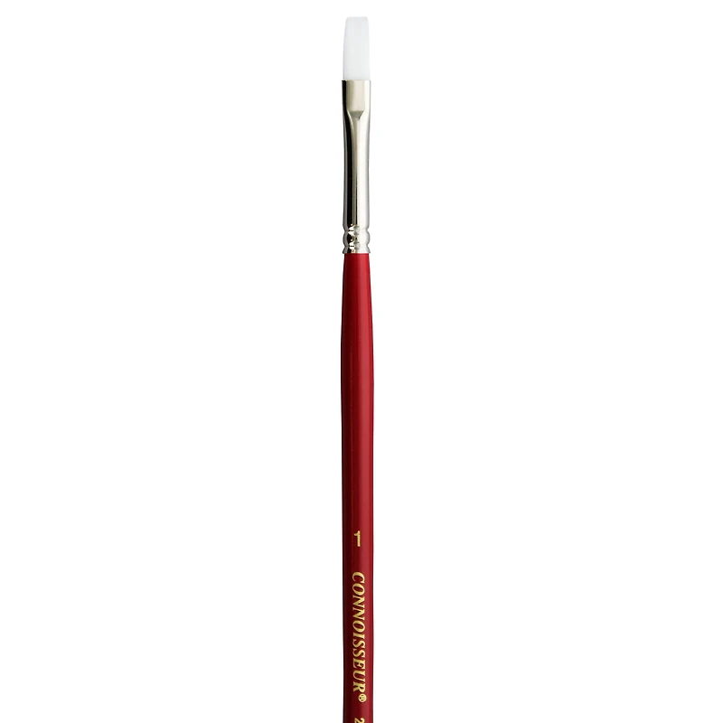 Connoisseur® All Media White Taklon Long Handle Flat Brush