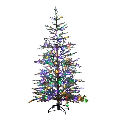 6ft. Pre-Lit Fresh Cut Fir Artificial Natural Christmas Tree, Color Changing LED Lights 