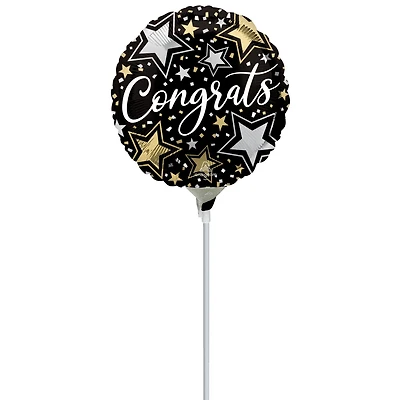 9" Party Congrats Stars Foil Stick Balloon