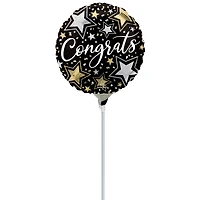 9" Party Congrats Stars Foil Stick Balloon
