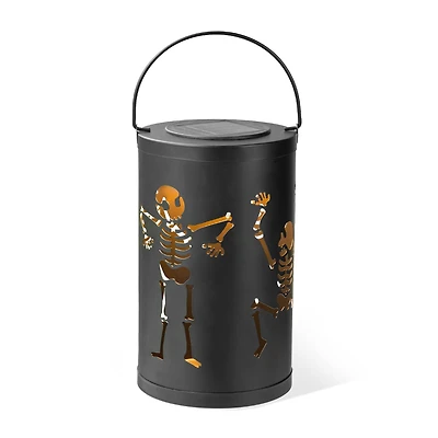 Glitzhome® 10.75" Halloween Metal Skeleton Solar Powered LED Lantern