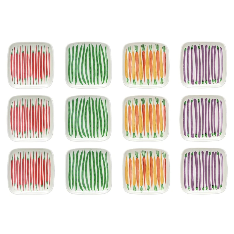 Hello Honey® 6" Vegetable Square Stoneware Plate, 12ct.