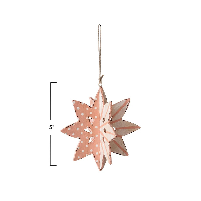 Hello Honey® 5" Pink Paper Mache Snowflake Ornament