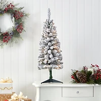 3ft. Pre-Lit Flocked Pencil Artificial Christmas Tree with Clear Lights