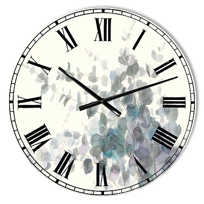Designart Grey Watercolor Flower II Traditional Wall Clock