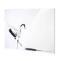 White Crane Bird Shadow Glossy Lacquer Wall Art