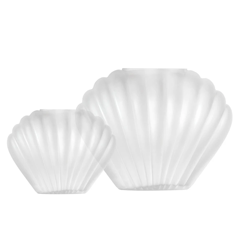 American Art Decor White Sea Scallops Misted Glass Vase Set